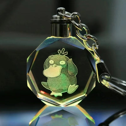 Pokemon Cartoons Anime Figure Pikachu Charizard Mewtwo Eevee Crystal Collection Luminous Keychain Pendant Model  Toy Gift