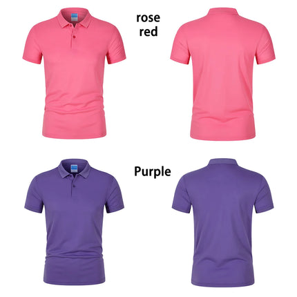 Men's POLO Shirt Solid Color Short Sleeved Top Spring Summer Team Workwear Customized Colors Choose From
