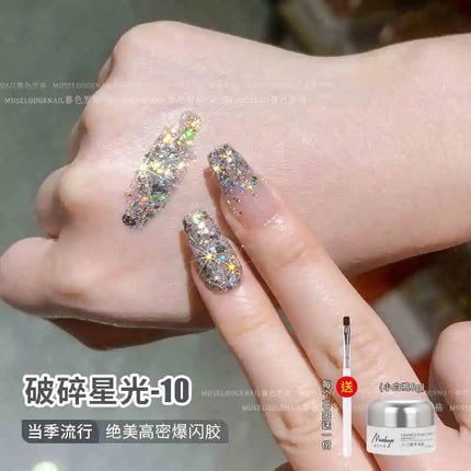 MUSELUOGE 12color Broken Starlight Glitter Gel Nail Polish Explosion-flash Semi Permanent Soak Off UV Nail Gel For Nail Salon