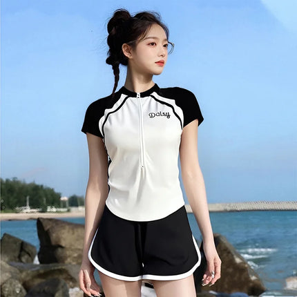 Women's Hot Spring Swimsuit, Women's Two-piece Split Set, Slimming and Conservative Professional Swimming Training Swimsuit