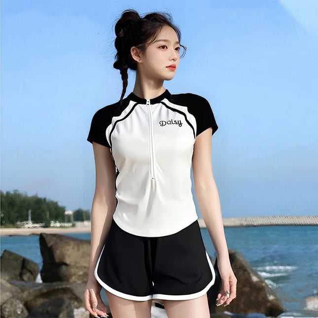 Women's Hot Spring Swimsuit, Women's Two-piece Split Set, Slimming and Conservative Professional Swimming Training Swimsuit