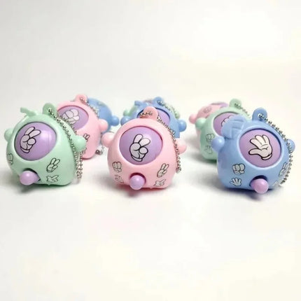 Rock Paper Scissors Guessing Keychain Pendants Mini Finger Flick Game Toy School Bag Pendant Birthday Party Gift