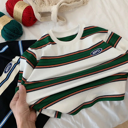 2025 Autumn Children's Clothes Girls Long-Sleeved Base Shirts Cool Boys Striped Cotton T-Shirt Teen Loose Casual 2-7Y Kids Top