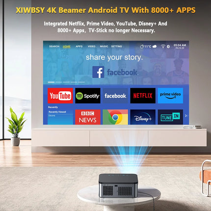 XIWBSY 8K Android Projector 25000Lumens Wifi6 Full HD 1080P Projector 3D Smart Home Theater Cinema Proyector Outdoor Beamer