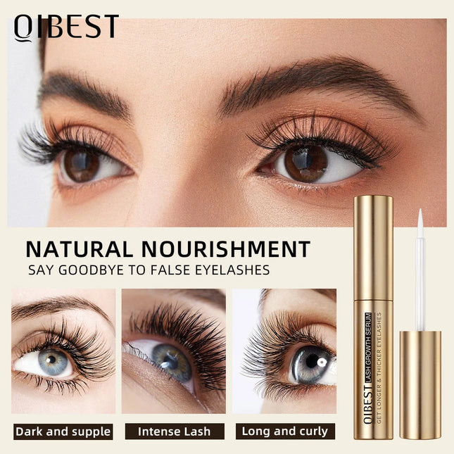 QIBEST Eyelash Growth Serum Natural Ingredients No Irritation Eyebrow Nourishing Enhancer For Longer Thicker Lashes Eyes Makeup