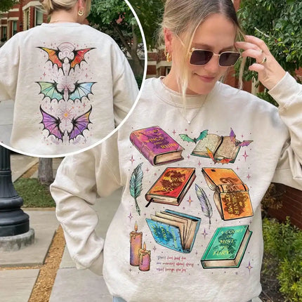 Fan Of ACOTAR Series Two Sided Sweatshirt The Bat Boys Velaris Book Lover Sweater Long Sleeve Fleece Sweatshirt Y2K Streetwear