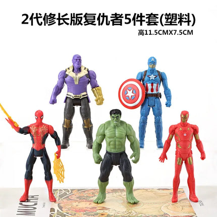 5Pcs Avengers: Captain America Thor Hulk Iron Man Figurine Doll Marvel Vinyl Face Figurines Toys Funny Decor Model Kids Toys