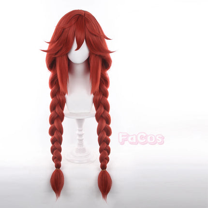 Anime Gachiakuta Riyo Reaper Cosplay Wig Red Braid Hair Akuta Cleaners Heat Resistant Fiber Hair + Wig Cap Halloween Girls Women