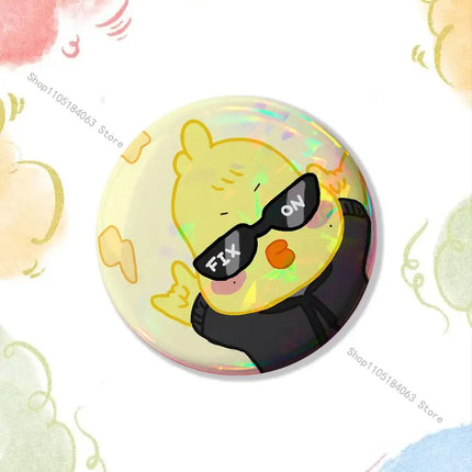 Cartoon A-ANITEEZS-S Cute Laser reflective round badges pins bag clothing decorations collectibles gifts for friends