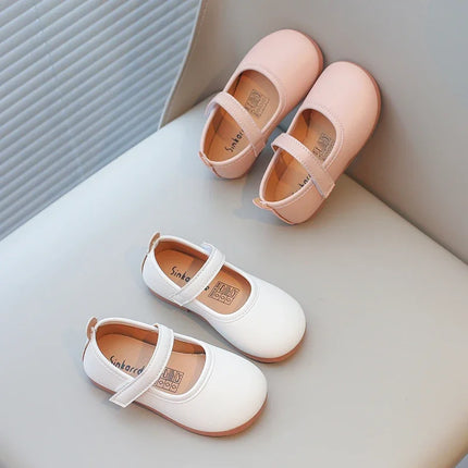 Girls Simple Leather Flat Shoes Fashion Princess Sweet Kids Flats Children Mary Janes for Wedding Party Classic Style Elegant