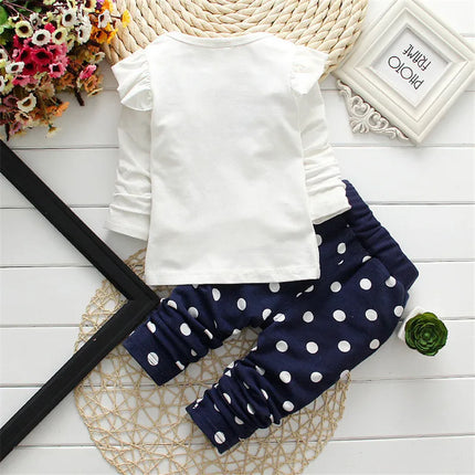 Stumbling toddler girl cartoon long sleeved set T-shirt+pants 2-piece children's fashion baby jacket newborn cotton set