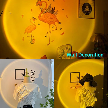USB Sunset Lamp Sunset Projector Mood Light Living Room Bedroom Night Light Indoor Decor Bar Atmosphere Photography Background