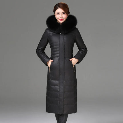 Shengyu Boya Women's Mid-Length Thickened Down Jacket with Fur Collar for Middle-Aged and Elderly, New Model