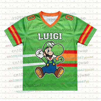 2026 Men Women Bros Yoshi Peach TShirt Summer Breathable Boy Girl V-neck Tee Oversize Short Sleeve Football Jersey For Fans Gift