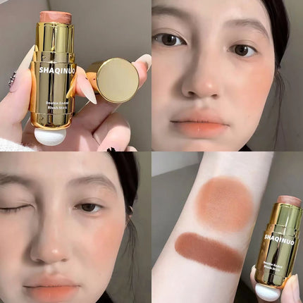 SHAQINUO Velvet Matte Smooth Blush Stick Long-lasting Brown Tone for Autumn & Winter Natural Makeup Effect And Easy To Apply