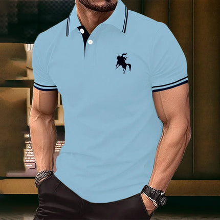 New men's T-shirt, classic short-sleeved Polo shirt, summer top, casual T-shirt, button-down lapel, oversized S-2XL casual Polo