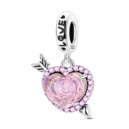 2026 Romantic Pink Color Charms Bead 925 Sterling Silver CZ Zircon Love Heart Pendants Fit Original Bracelet DIY Jewelry Gift