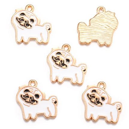 10pcs Enamel Dog Charm for Jewelry Making Supplies Corgi Earring Animal Pendant Bracelet Necklace Accessories Diy Finding W405