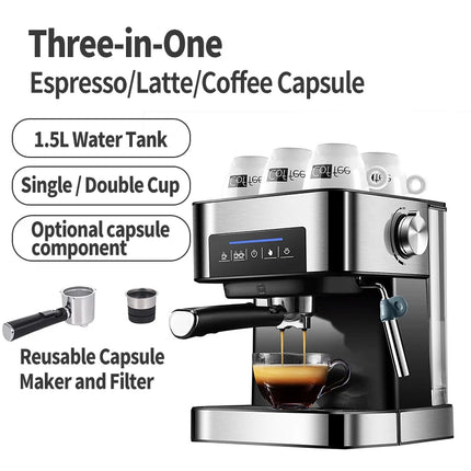 Semi-automatic espresso machine 20Bar high pressure extractor 3-in-1 coffee machine with milk froster cappuccino or latte