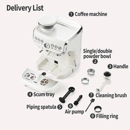 Multifunctional coffee grinder，Visual pressure gauge，Italian fully-automatic or semi-automatic coffee machine