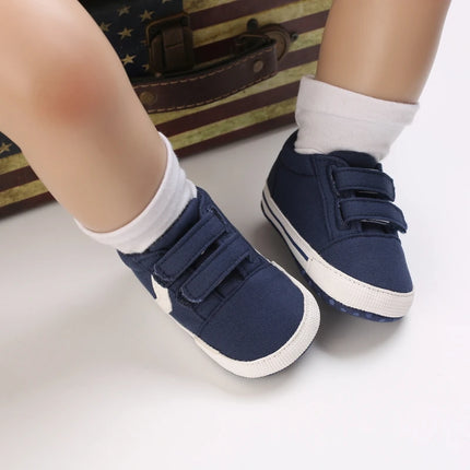 Newborn Baby Boys Girls Classic Sports Sneakers Canvas First Walkers Soft Sole Anti-Slip Comfortable Infant Toddler Shoes