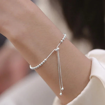 925 Sterling Silver Beautiful Bead Bracelets For Women Korean Fashion Designer Adjustable Bead Bracelet Luxury Original Jewelry