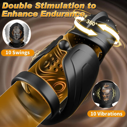 Male Sex Toy Penis Vibrator Male Masturbator Adult Toys for Men Penis Trainer 360° Swing Glans Training APP Control Cock Ring