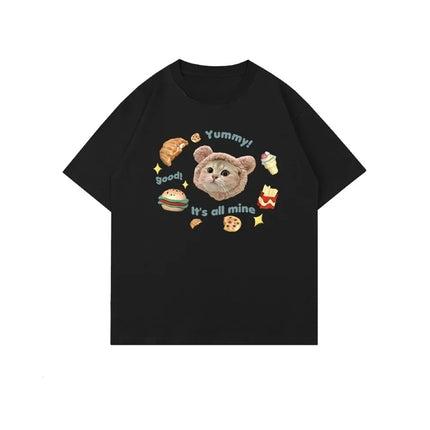 Kittens Avatar Blouse Women's T-shirt Female Y2k Clothes Girls Kawaii Tops House Pet Print Streetwear Cute Cat Graphic Clothing