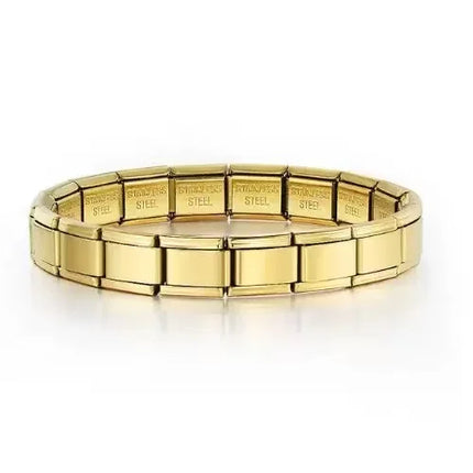 Italian Charm Link Stainless Steel Golden Bracelet for Woman Men DIY Making 9mm Bead Silver Color Retro Bangle Jewelry Wholesale