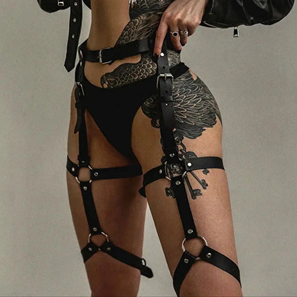 Women Sexy Leg Harness Pu Leather Thigh Garter Belt Gothic Clothing Bdsm Bondage Lingerie Suspenders Fetish Clothing Accessories