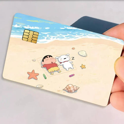 C-Crayon S-Shin-chan Cartoon Credit Card Stickers Skin For Bank Debit Decorative Protection Scratch-resistant Gift 4PCS