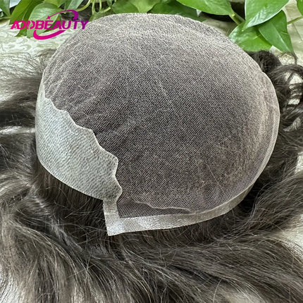 Q6 HD Lace PU Base Men Toupee Indian Human Hair Wig for Man Skinlike Lace PU Natural Remy Hair System Unit Brown Human Hairpiece