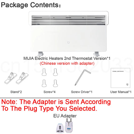 MIJIA Electric Heaters 2nd Thermostat Version,Multiple Safety Feature,2200W Power,3 Heat Settings,CN Version With Adapter