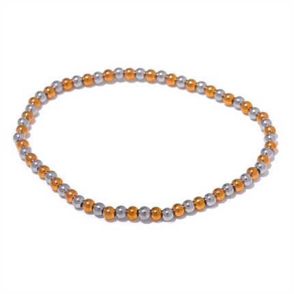 Yhpup 3/4/5/6 MM Stainless Steel Beads Daily Handmade Elastic Bracelet Bangle Waterproof Wrist Wholesale Gold Color Jewelry Men