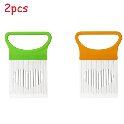 1/2/3/4pcs Effortlessly Slice Onions with this 1pc Colorful Onion Slicer Kitchen stainless steel potato chip onion holder