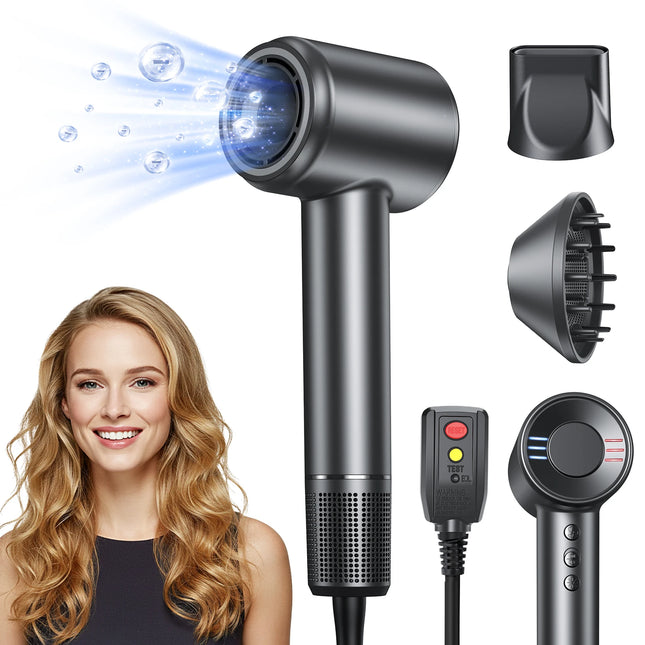 120000 RPM Hair Dryer Negative Ionic Blow Dryer Brushless Motor 40M/S Fast Drying High-Speed Low Noise Thermo-Control Hairdryer 500M Negative Ions Fast Drying for Curly & Straight Hair