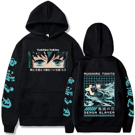 Popular Anime Print Hoodies Demon Slayer Blade Warm Fleece Japanese Street Kamado Nezuko Custom Men's Sweater Pullover Hoodies