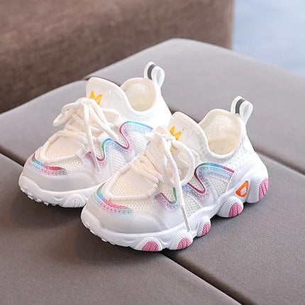 2022 Breathable Toddler Boy Sneakers Stretch Fabric Fashionable Baby Running Shoes Pink School Girl Sports Shoes Sneakers