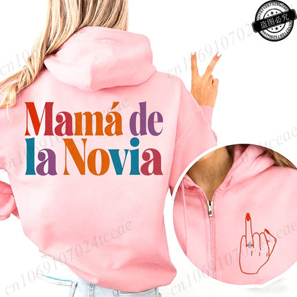 New Fashion Zipper Hoodies Women Future Bride & Tribu De La Novia Fashion Sweatshirt Spanish Girl Bachelorette Party Sportwear