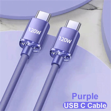 NNBILI 120W 6A Fast Charge USB Type C Quick Charge Cable For Samsung S23 Xiaomi 14 Huawei Phone Fast Charging Cable Data Cables