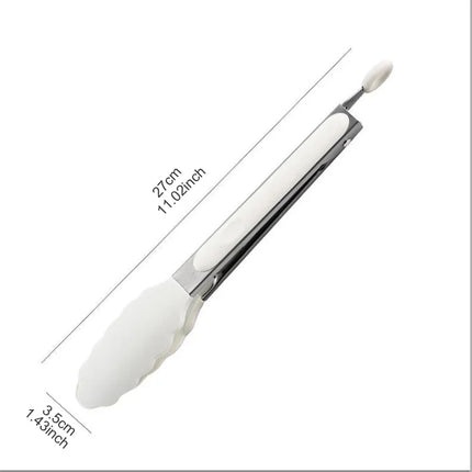 9-inch silicone food tongs Kitchen Grill stainless steel food grade silicone tip non-slip food tongs for BBQ salad breads