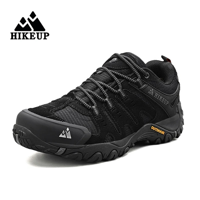 HIKEUP Men's Hiking Shoes Suede Leather Outdoor Shoes Wear-resistant Men's Trekking Walking Hunting Tactical Sneakers