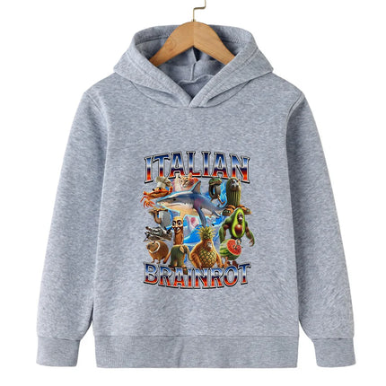 Italian Brainrot Tralala Children's Hooded Sweatshirt Autumn and Winter Warm Character Boys Girls Warm Sweatshirt Fun Clother
