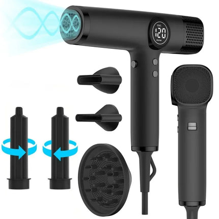Professional Salon Low Noise Negative Ionic  High-Speed 110000 RPM Brushless Motor Hair Dryer Set with Magnetic Nozzle