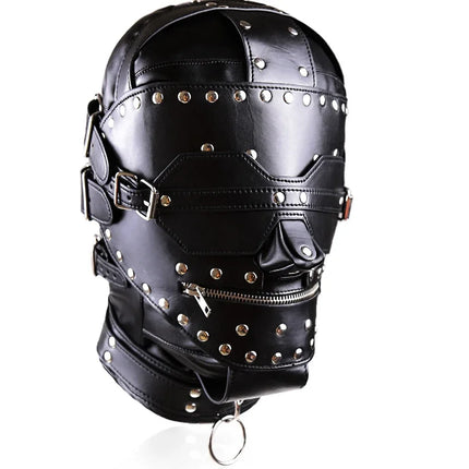 Leather Sexy Mask BDSM Adjustable Strap Character Party with Fake Penile Full Package Binding Couple Game Mask Flirting Hat 18+