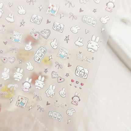 Cute Miffy 3D Nail Stickers Kawaii Glass Camera Nail Stickers Decoration Anime Printing Stickers Holiday Surprise Gifts