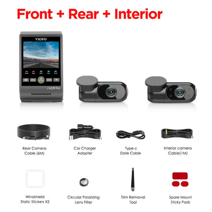 VIOFO A229 PRO Dashcam Front and Rear 4K+2K HDR Dual Dash Cam with Sony STARVIS 2 Sensors Super Night Vision Voice Control