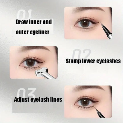 Lower Lash Stamp,2-in-1 Waterproof Sweatproof Eyeliner with Individual Liquid Eyeliner Reusable Eyelash Stamp Set Makeup