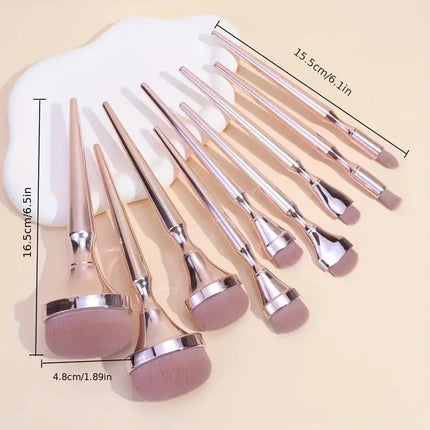 9pcs Rose Gold Makeup Brush Set Eyeshadow Blush Highlighter Foundation Concealer Blending Brush Fluffy Women Beauty Tool