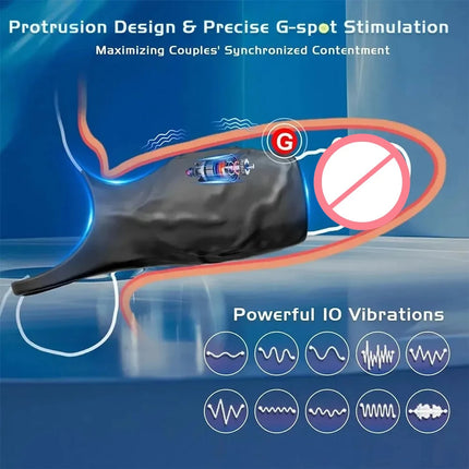 Female Vagina G-Spot Stimulation Vibrating Penis Sleeve Cock Ring Adult Sex Toys for Men Penis Ring VibratorMale Couple Sex Toy
